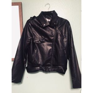 Faux Leather Motor Jacket
